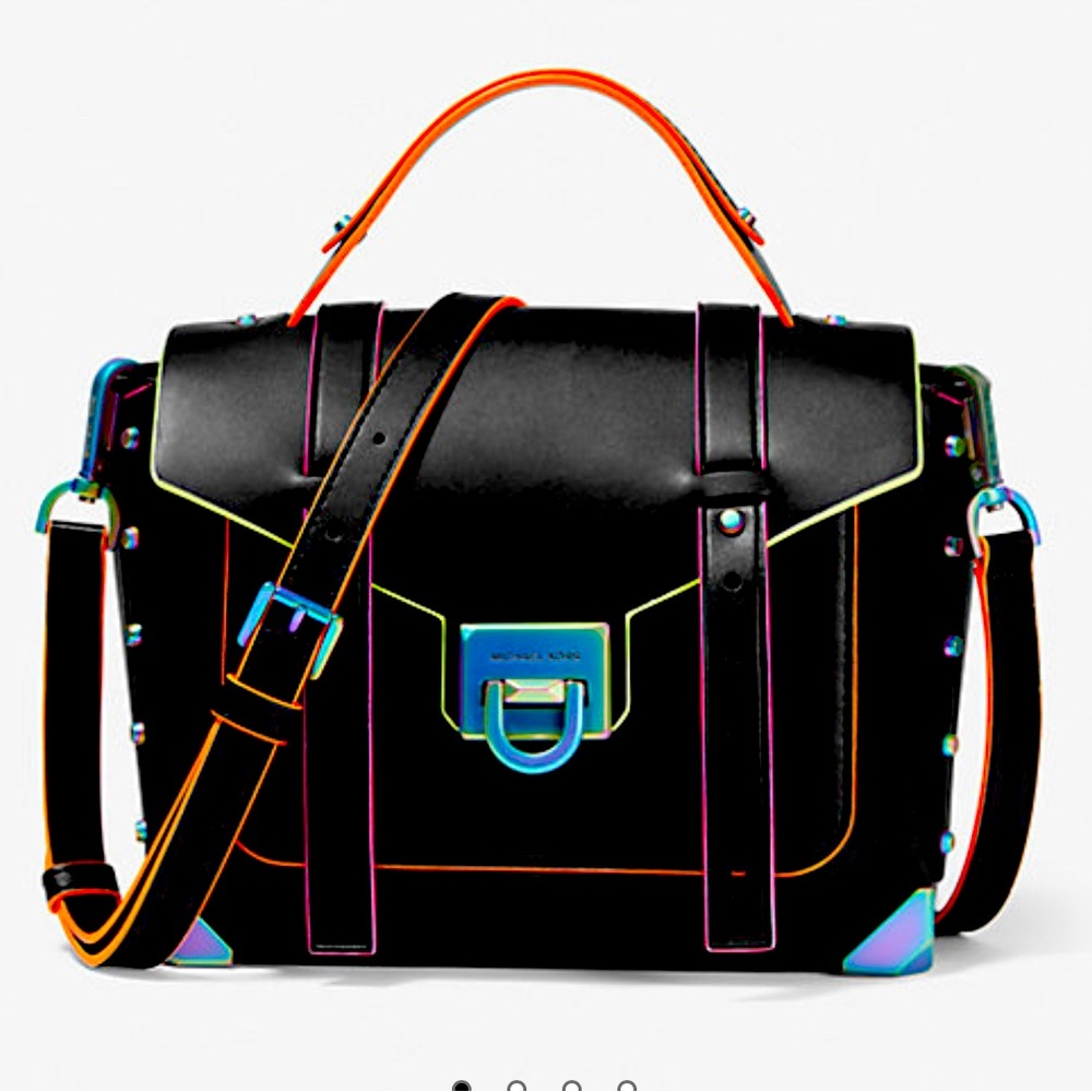 Michael Kors Black Handbag with Colorful Accents